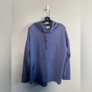 Ellie Tahari Blue Ultra Soft Pullover Hooded Oversized Sweatshirt Sz M